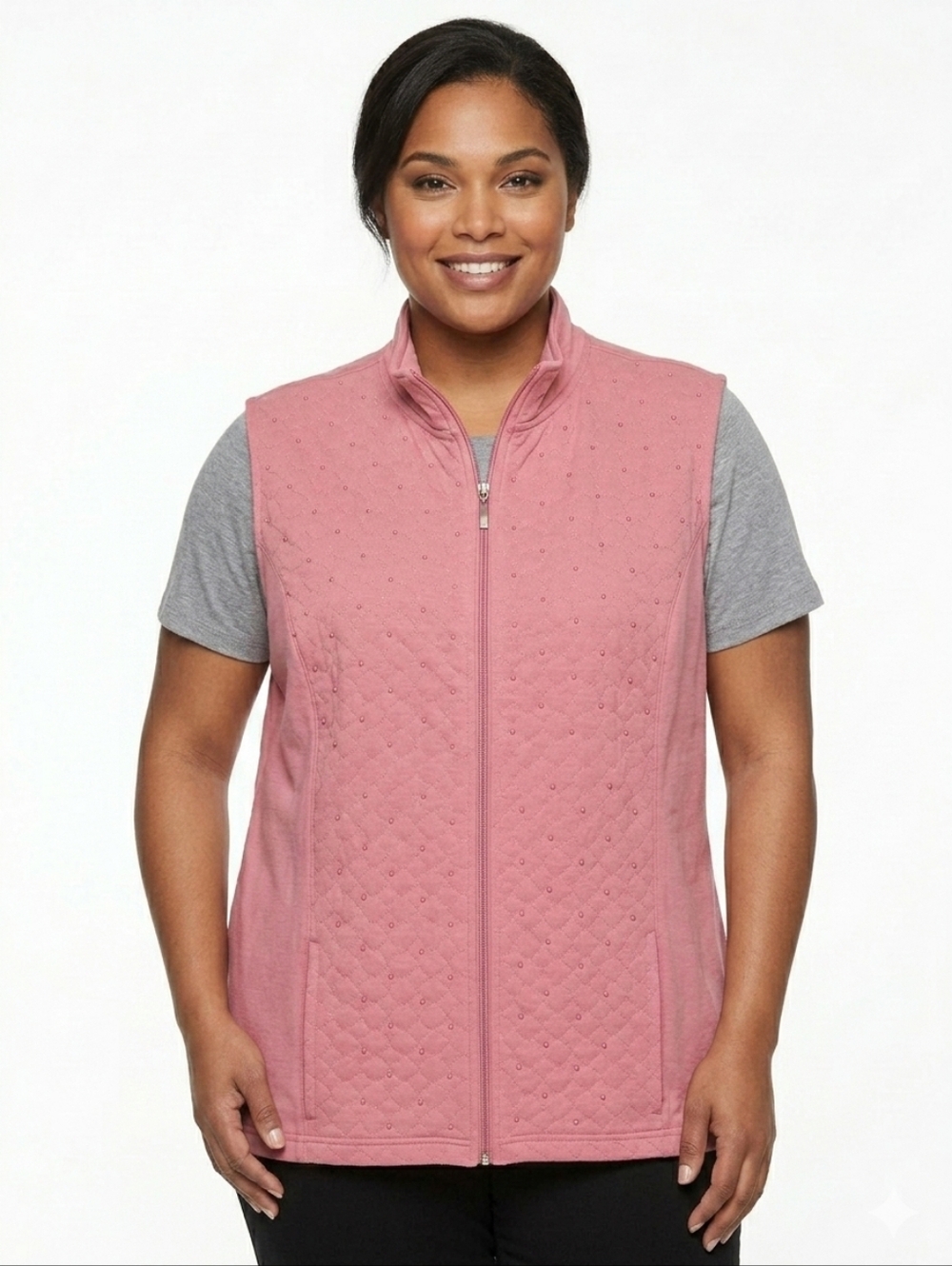 NWT Alfred Dunner Studded Quilted Zip Up Vest